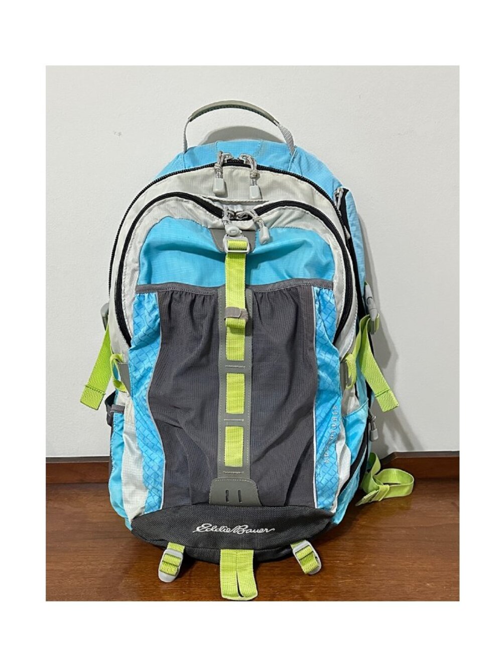 Eddie Bauer Adventurer BackPack Blue, Gray and Bright green.